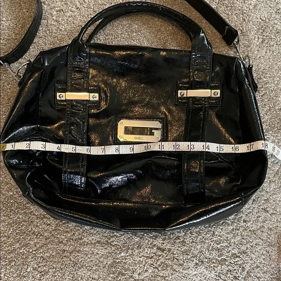 Vintage Guess Black Patent Leather Shoulder Bag - Picture 3 of 9